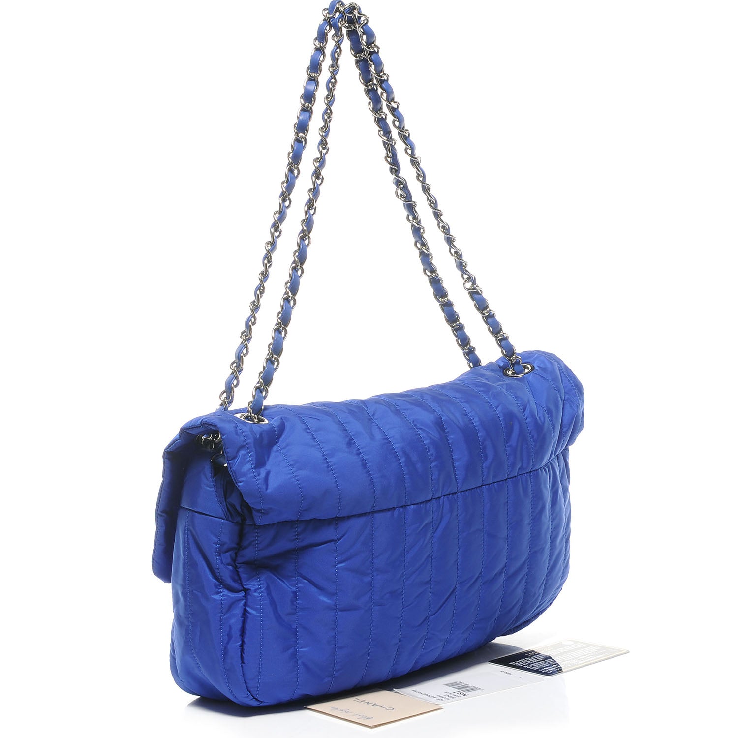 Chanel Nylon Vertical Quilted Jumbo Flap Cobalt Blue 2 of 9