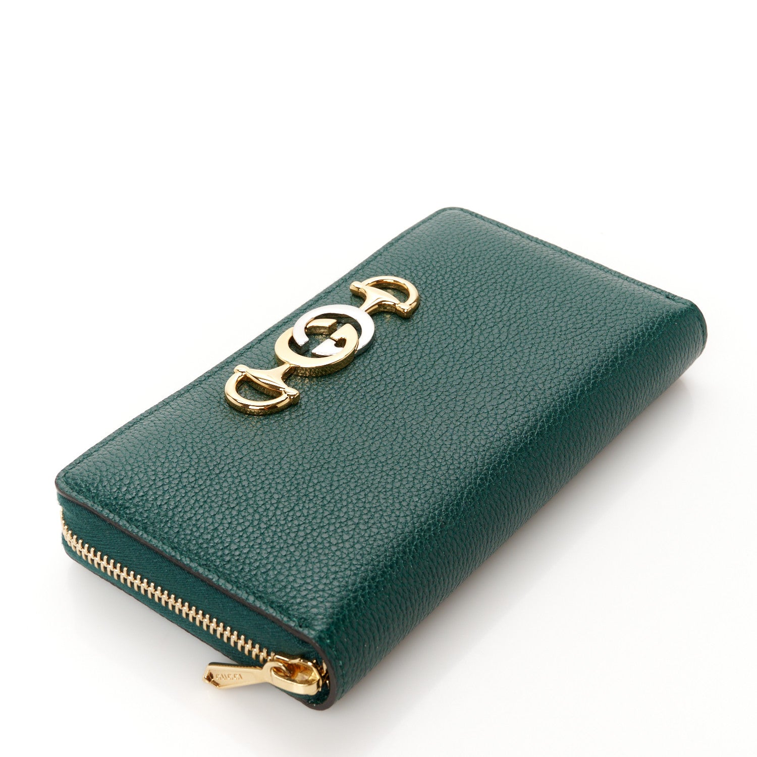 Gucci Grainy Calfskin Zumi Zip Around Wallet Vintage Green 4 of 8