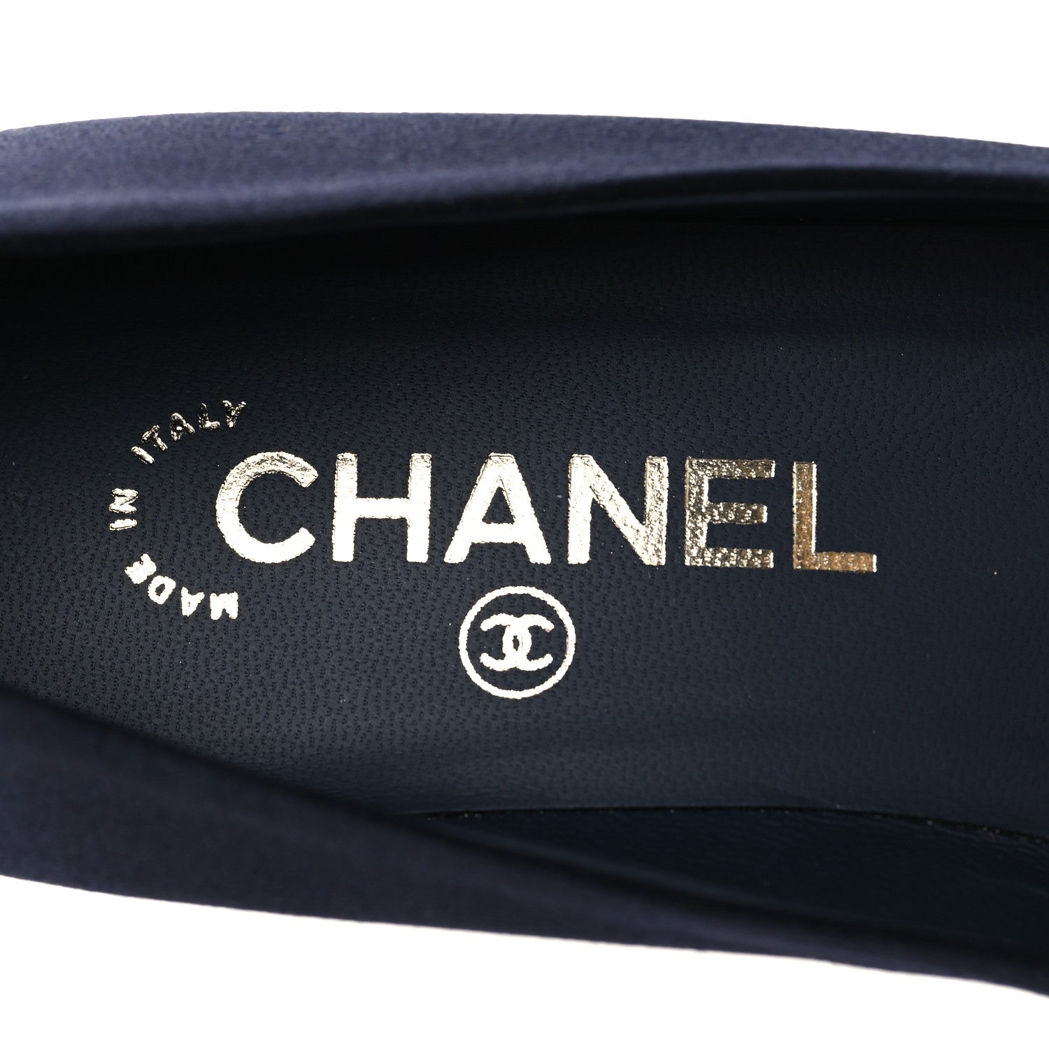 Chanel Satin Pearl Cap Toe Low Heel Pumps 38 Navy Blue Black 9 of 10