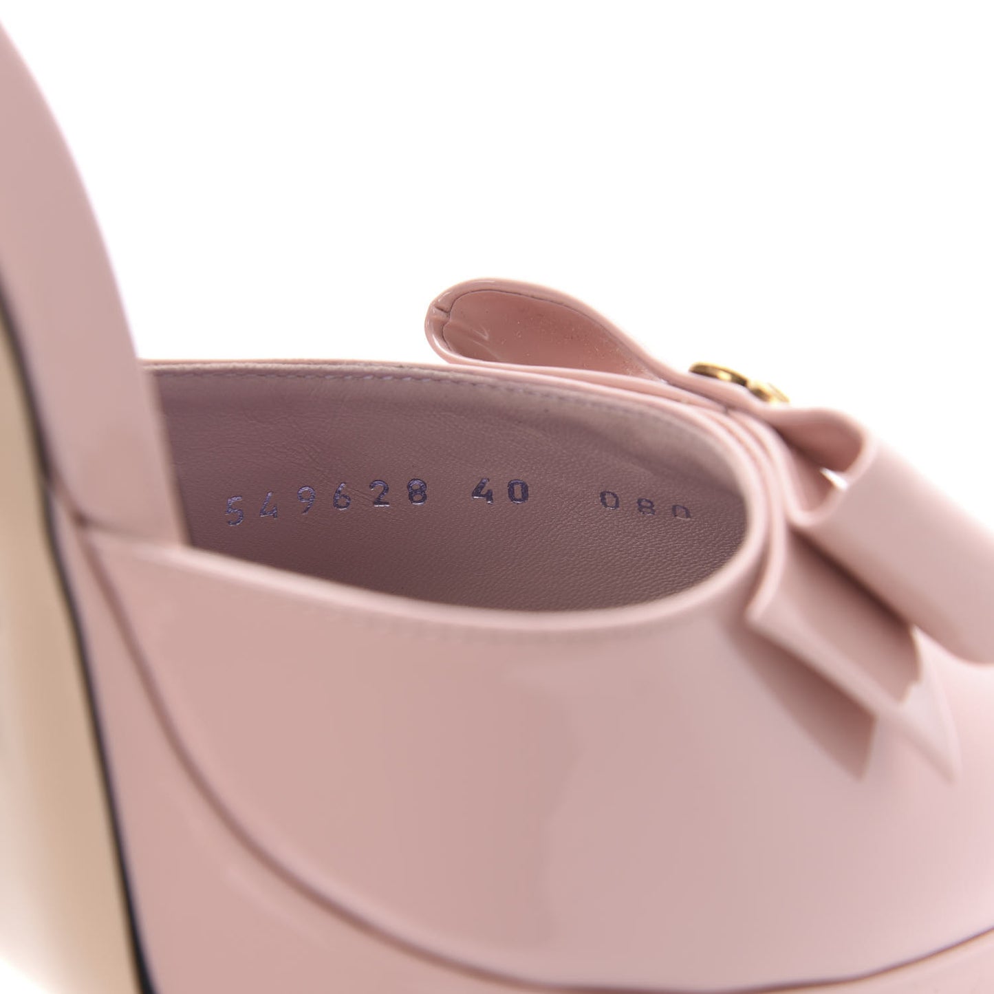 Patent Crystal GG Bow Sadie Spike Ankle Strap d'Orsay Platform High Heel Pumps 40 Perfect Pink
