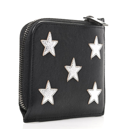 Saint Laurent Calfskin 5 Fragments Stars Zipped Coin Pouch Wallet Black 3 of 6