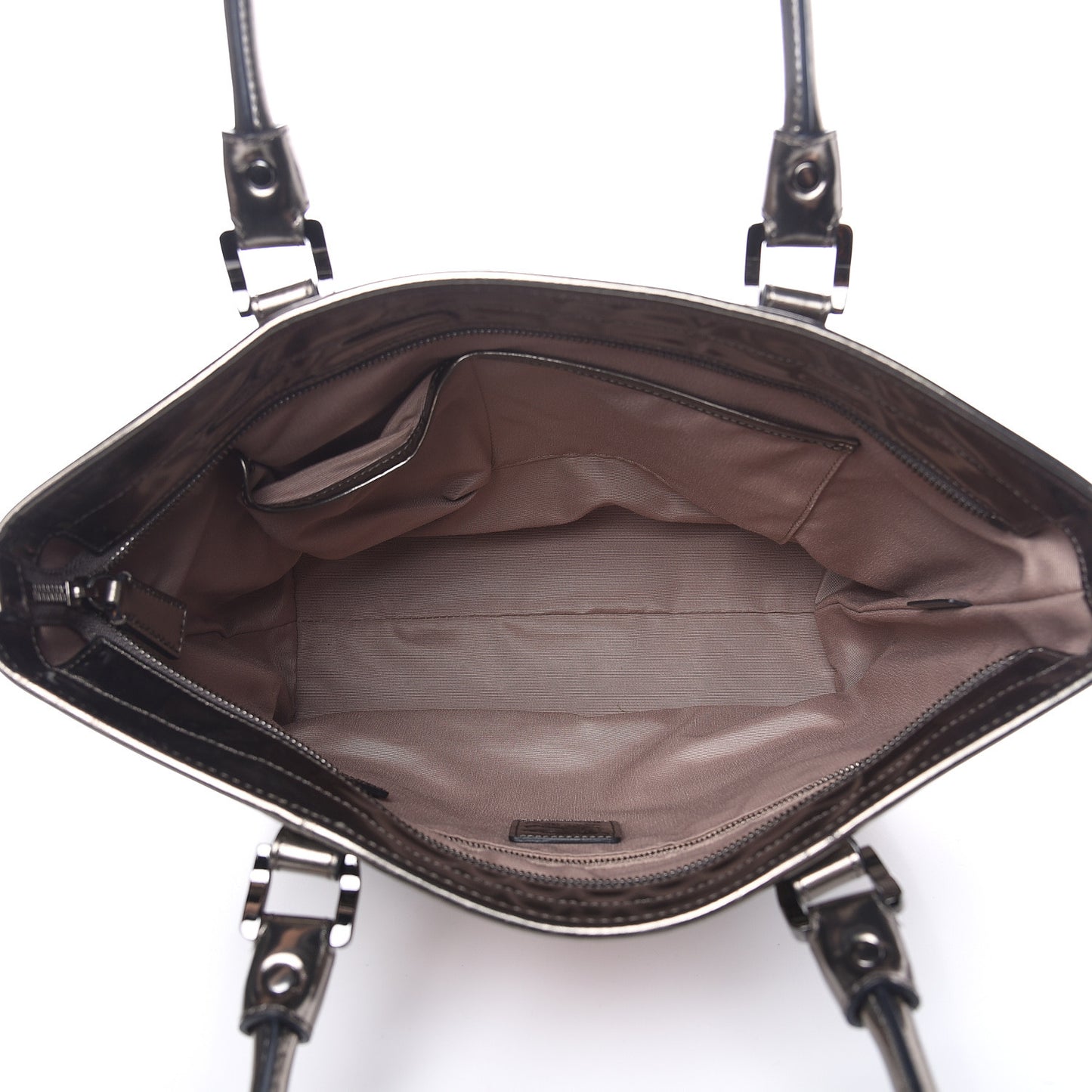 Metallic Calfskin Nova Check Tote Pewter