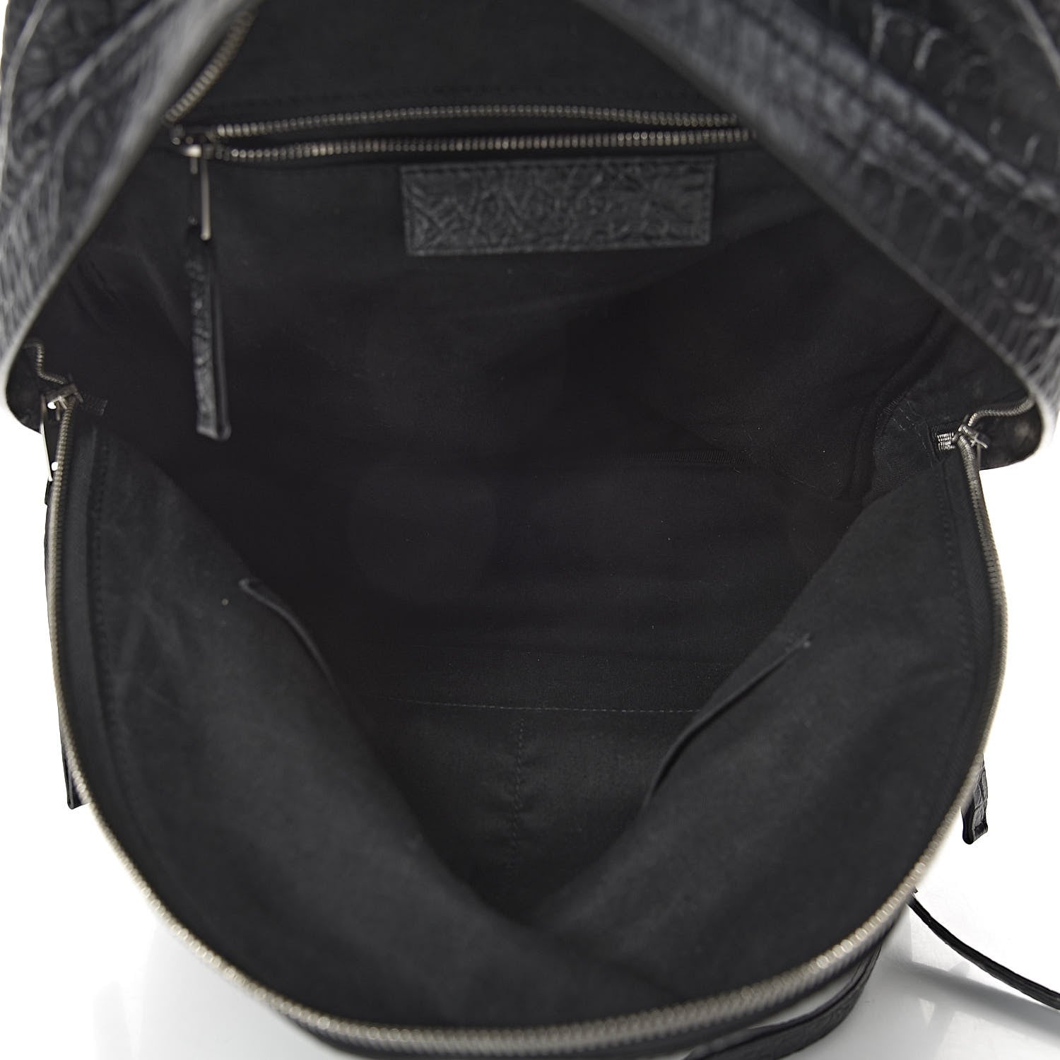 Balenciaga Calfskin Crocodile Classic Hardware Embossed Backpack Black 5 of 10