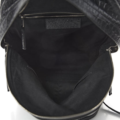 Balenciaga Calfskin Crocodile Classic Hardware Embossed Backpack Black 5 of 10
