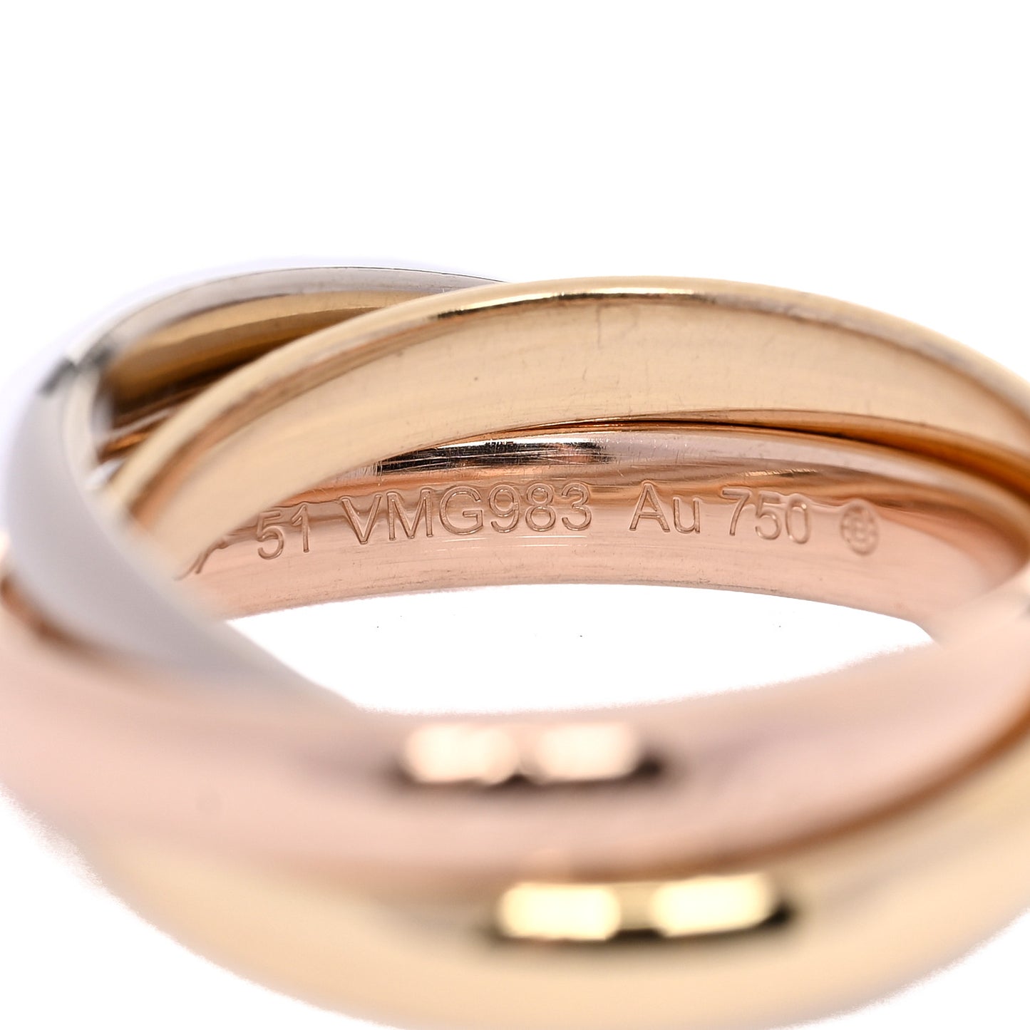 18K Pink Yellow White Gold Classic Trinity Ring 51 5.75