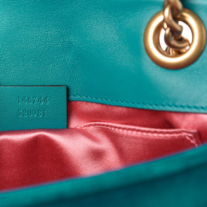 Gucci Velvet Matelasse Embroidered Mini GG Marmont Shoulder Bag Pavone Cyan 9 of 10
