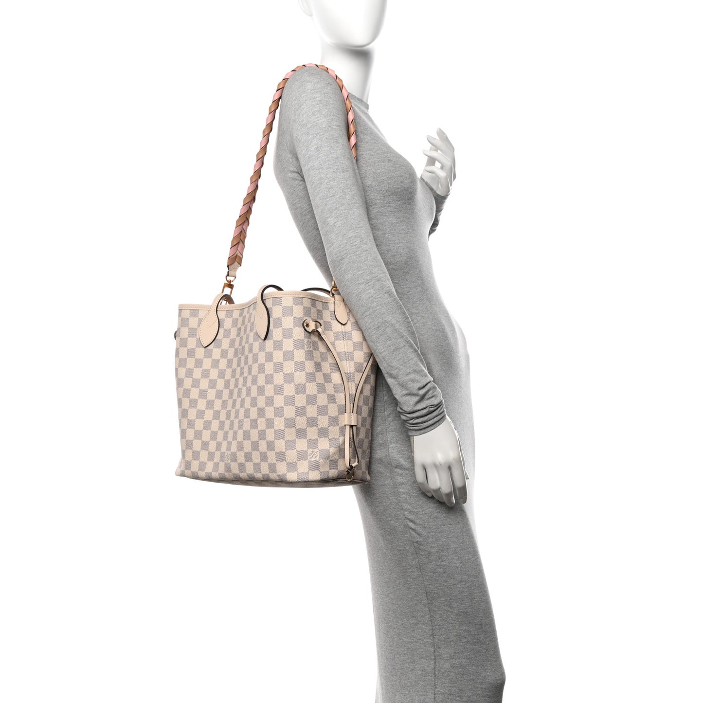Damier Azur Braided Neverfull MM Pink