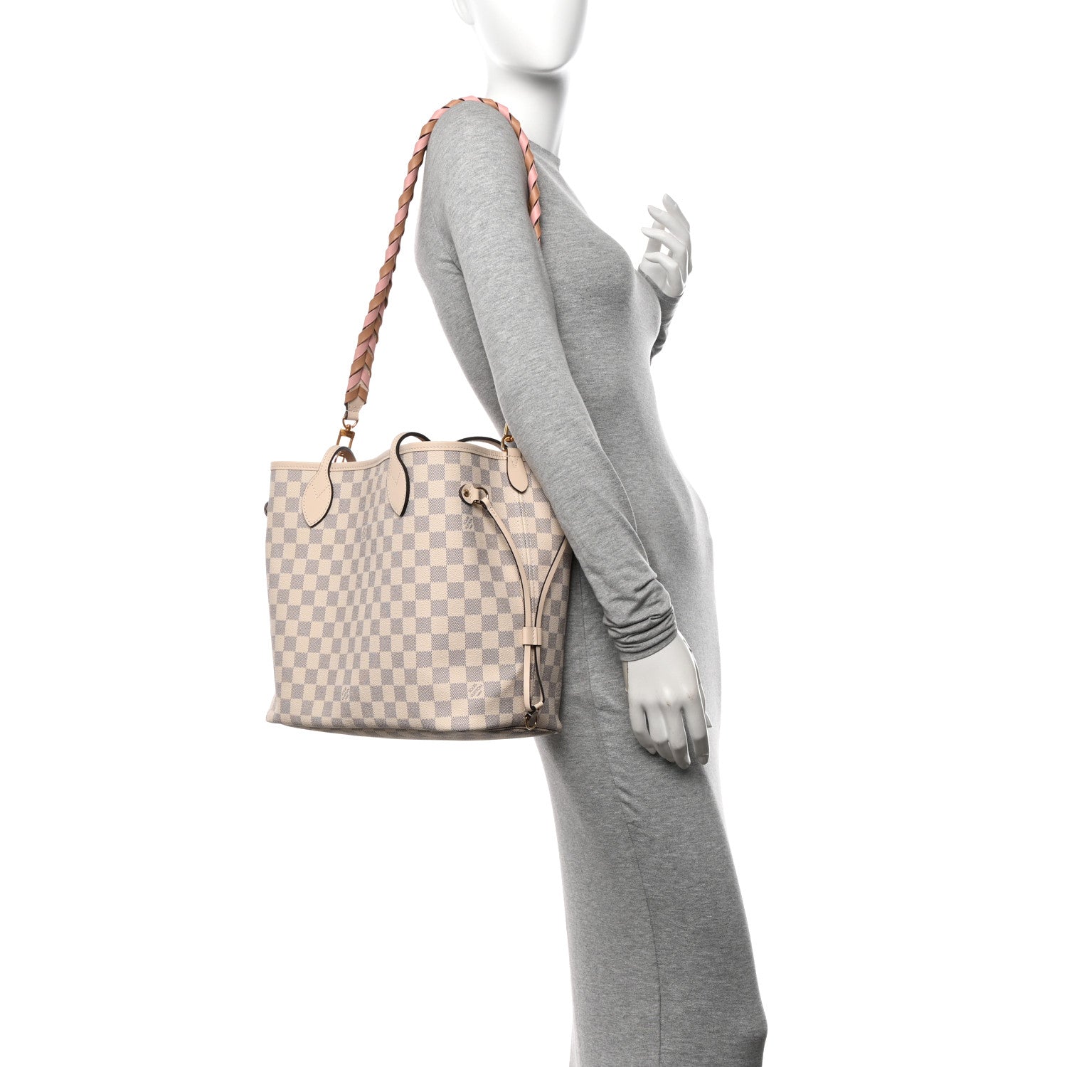 Louis Vuitton Damier Azur Braided Neverfull MM Pink 2 of 11
