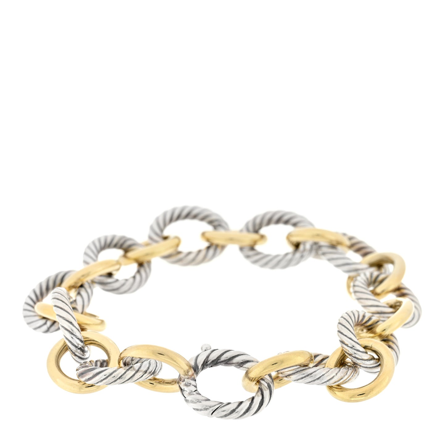 Sterling Silver 18K Yellow Gold 12mm Medium Oval Link Bracelet