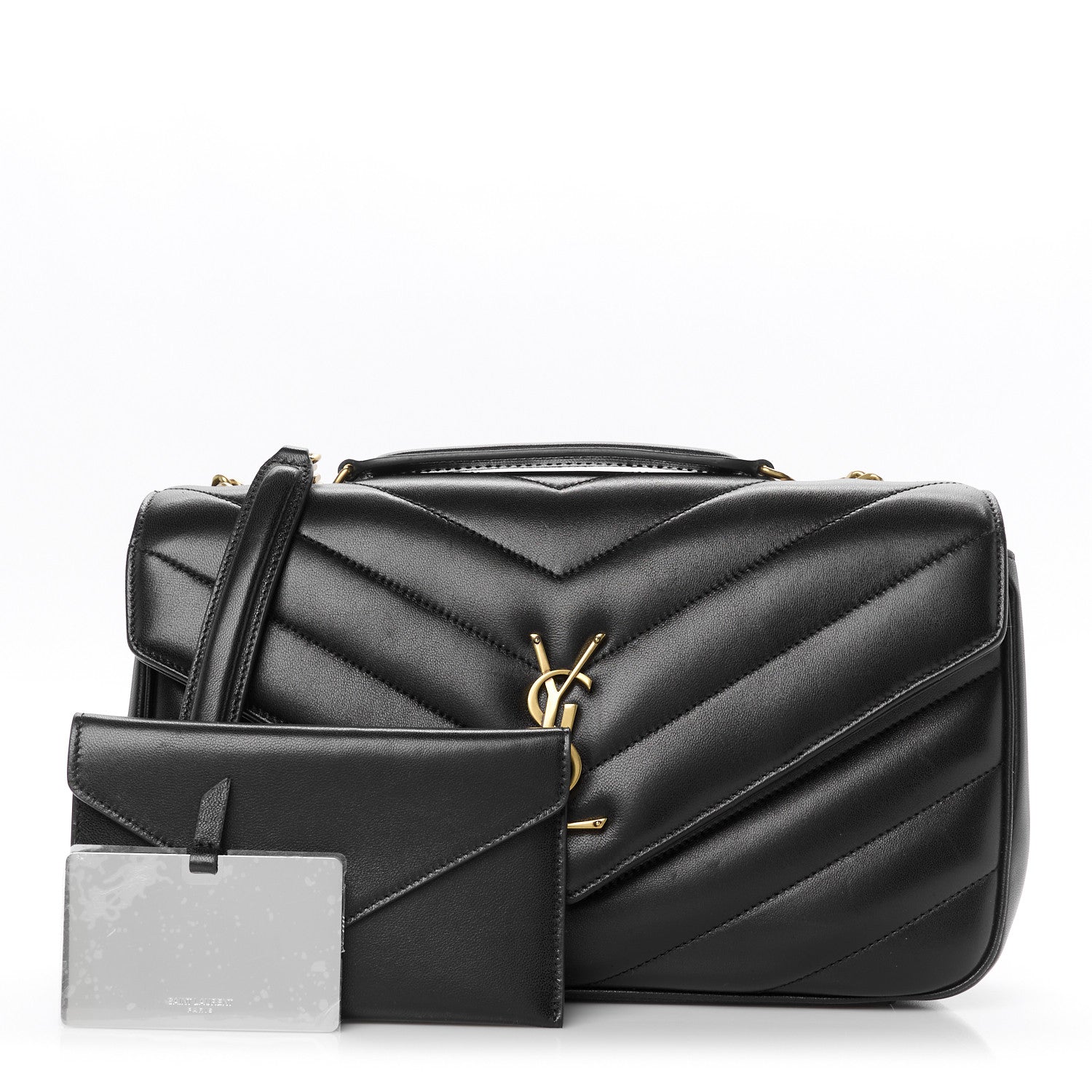Saint Laurent Lambskin Chevron Quilted Medium Loulou Black 3 of 13