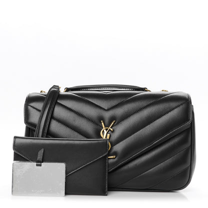 Saint Laurent Lambskin Chevron Quilted Medium Loulou Black 3 of 13