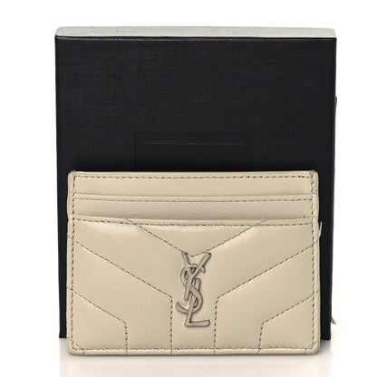 Saint Laurent Calfskin Y Quilted Monogram LouLou Credit Card Case Ivory 9 of 9