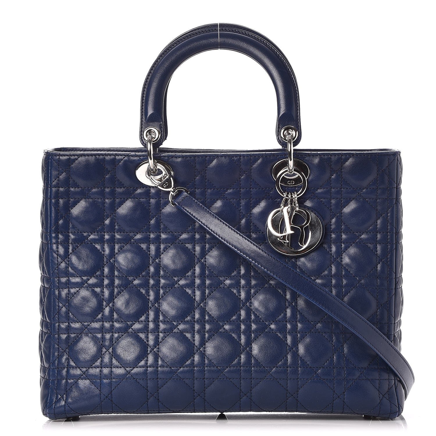 Christian Dior Lambskin Cannage Large Lady Dior Navy Blue 1 of 7