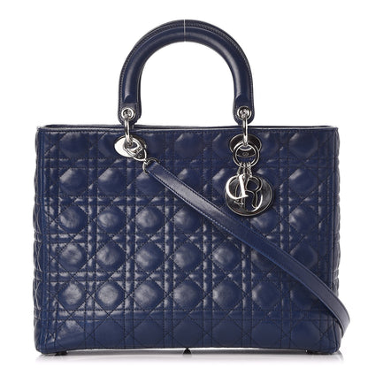 Christian Dior Lambskin Cannage Large Lady Dior Navy Blue 1 of 7