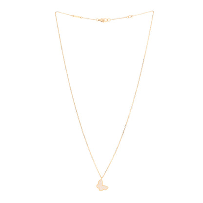 Van Cleef & Arpels 18K Yellow Gold Mother of Pearl Sweet Alhambra Butterfly Pendant Necklace 3 of 5