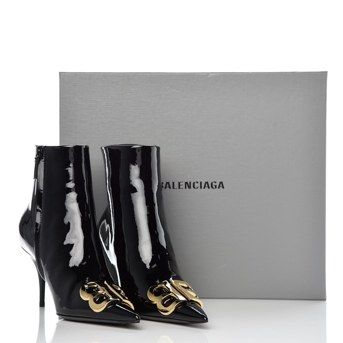 Patent BB Pointy Toe Ankle Booties 37 Black