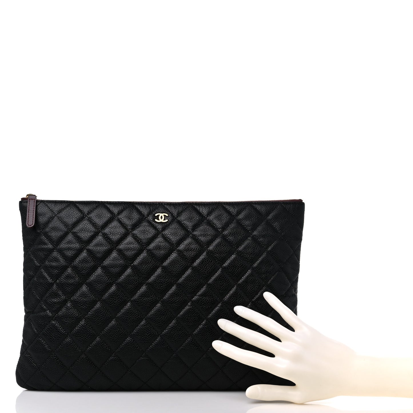 Caviar Quilted Large Cosmetic Case Black