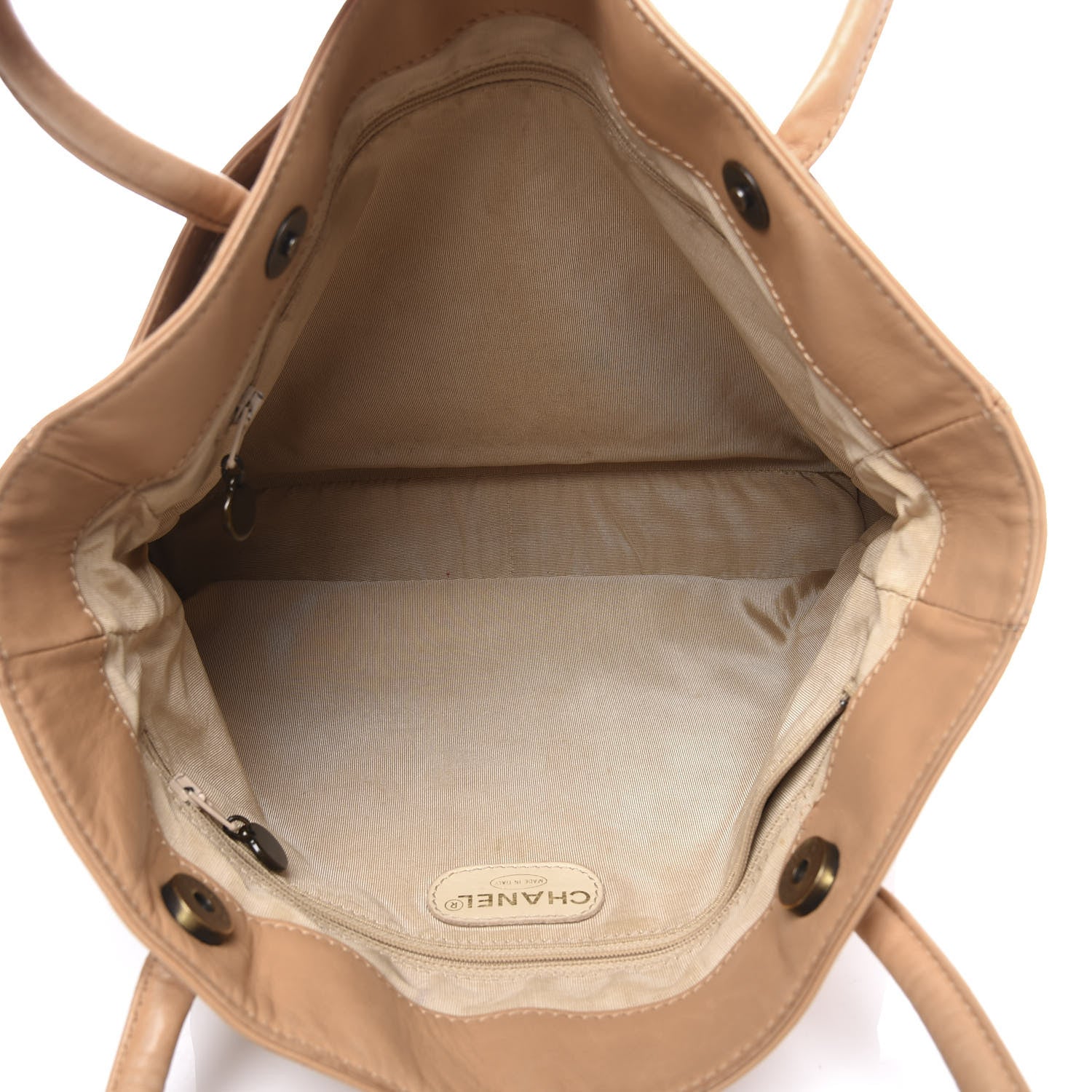 Chanel Lambskin CC Stitched Tote Beige 4 of 10