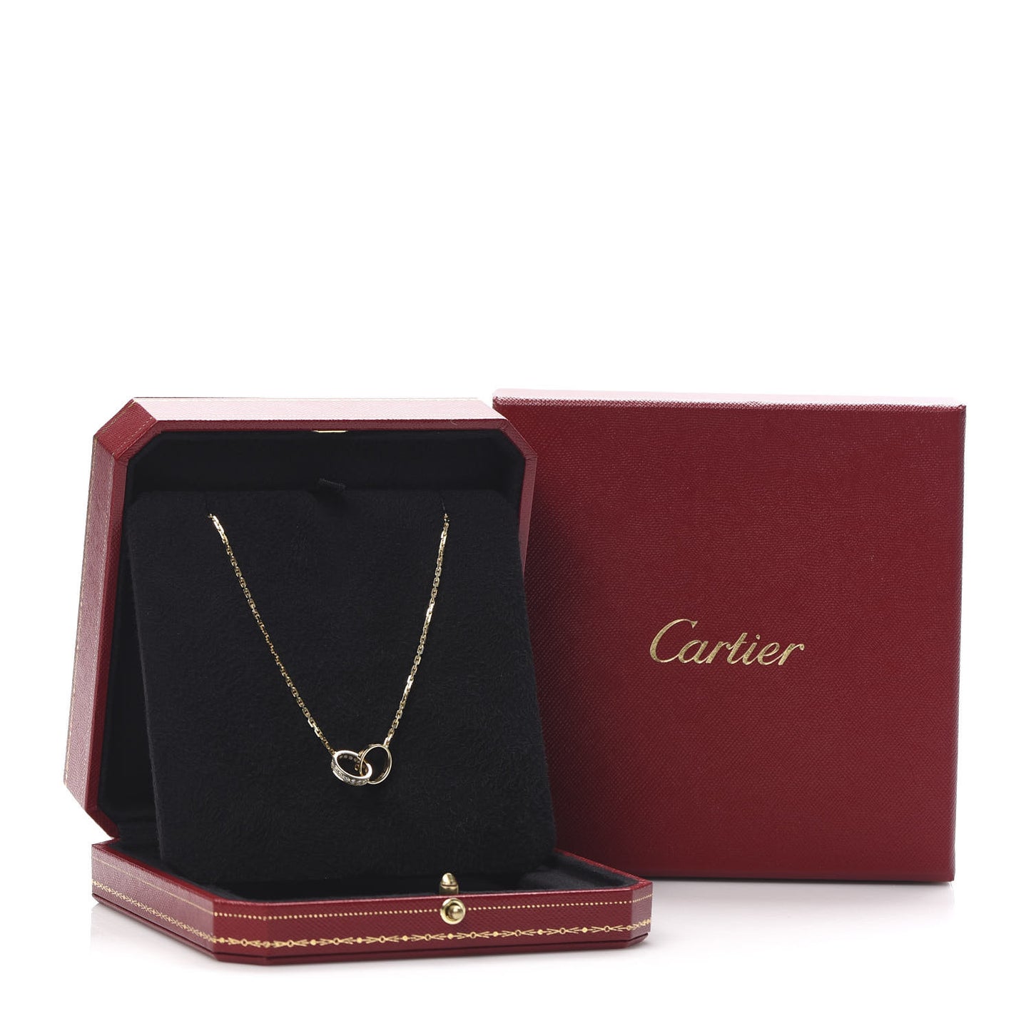 18K Yellow Gold Diamond Interlocking LOVE Necklace