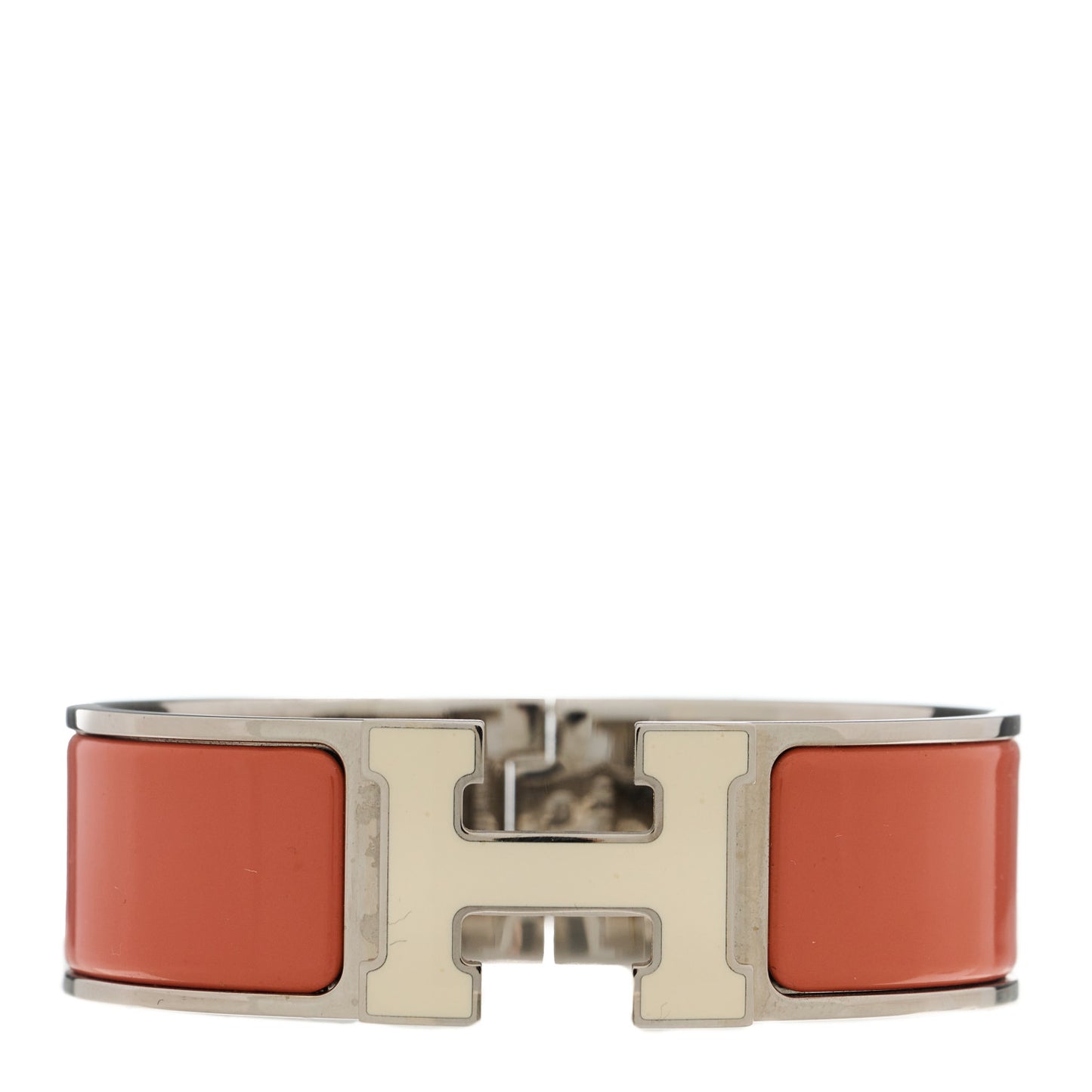 Enamel Wide Clic Clac H Bracelet PM Mango White