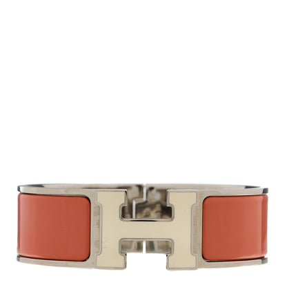 Hermes Enamel Wide Clic Clac H Bracelet PM Mango White 1 of 3