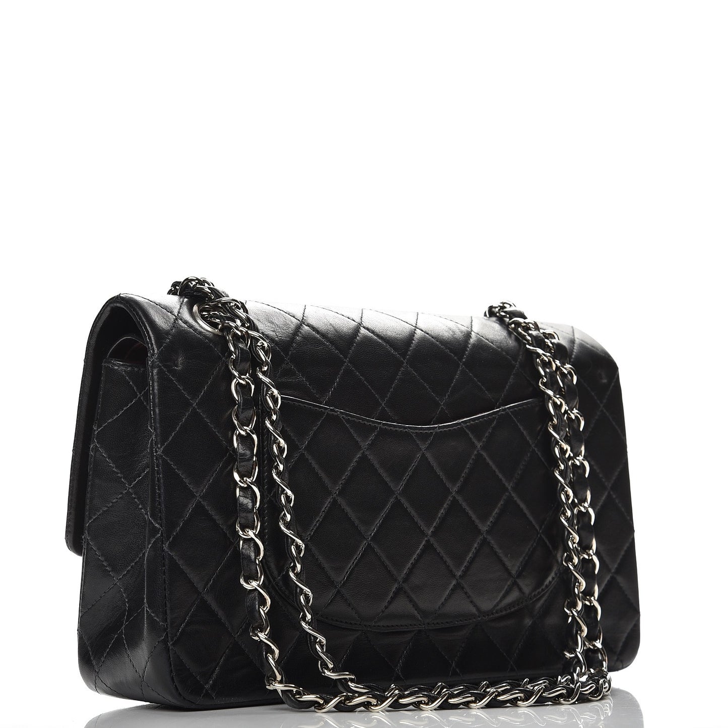Lambskin Quilted Medium Double Flap Black