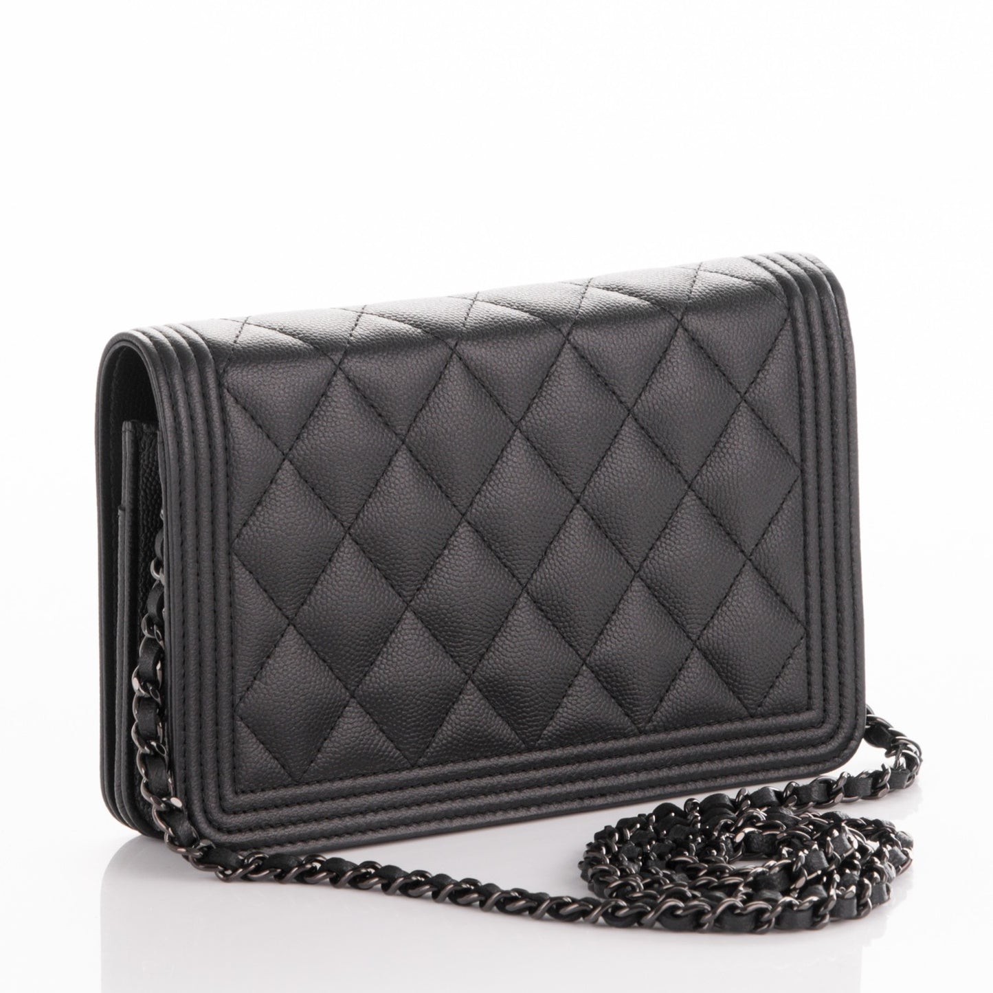 Caviar Quilted Boy Wallet On Chain WOC So Black