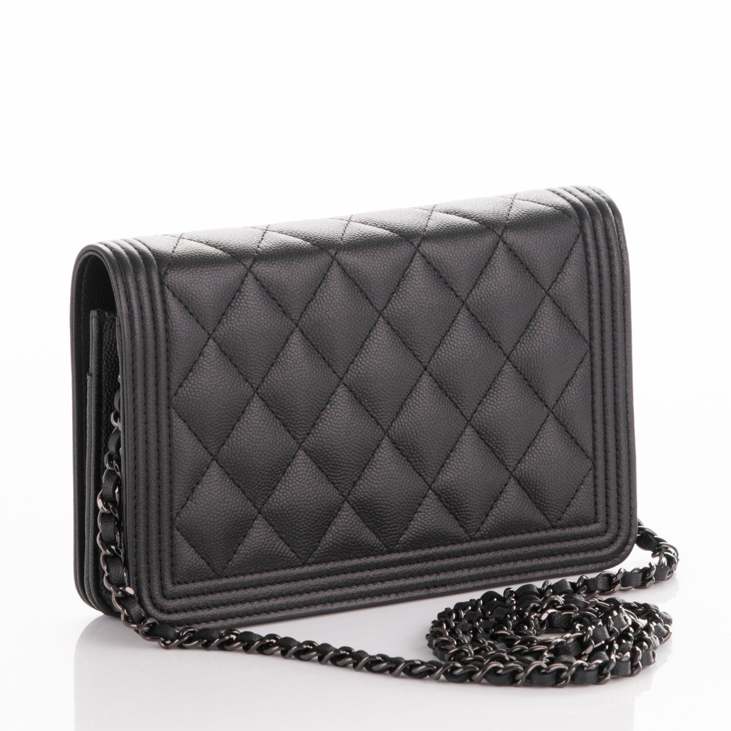 Chanel Caviar Quilted Boy Wallet On Chain WOC So Black 3 of 8