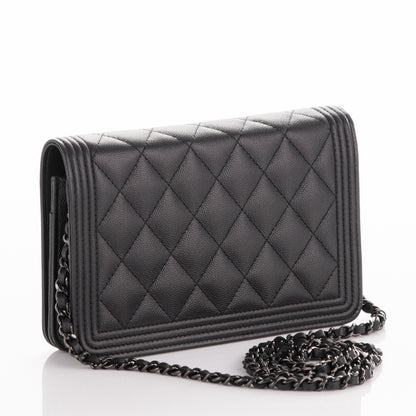 Chanel Caviar Quilted Boy Wallet On Chain WOC So Black 3 of 8