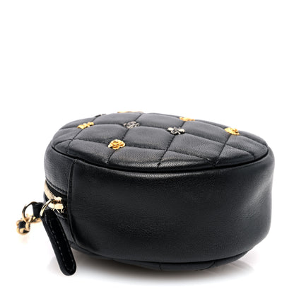 Chanel Lambskin Quilted Studded Round Clutch With Chain Black 4 of 10