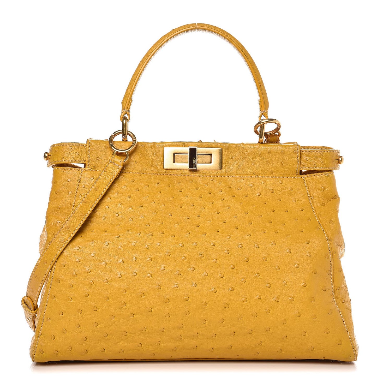 Ostrich Medium Peekaboo Iconic Satchel Yellow