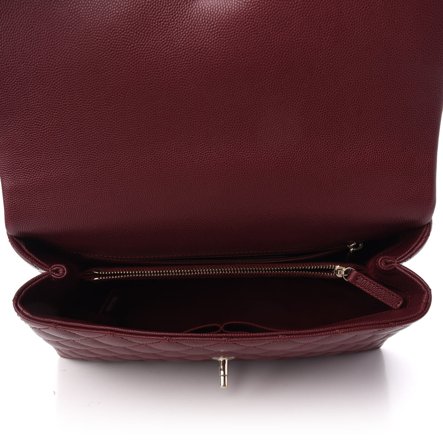 Caviar Quilted Small Coco Handle Flap Burgundy