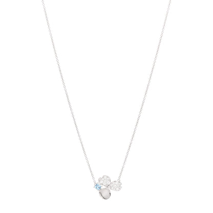 Tiffany Platinum Diamond Aquamarine Paper Flowers Pendant Necklace 1 of 5