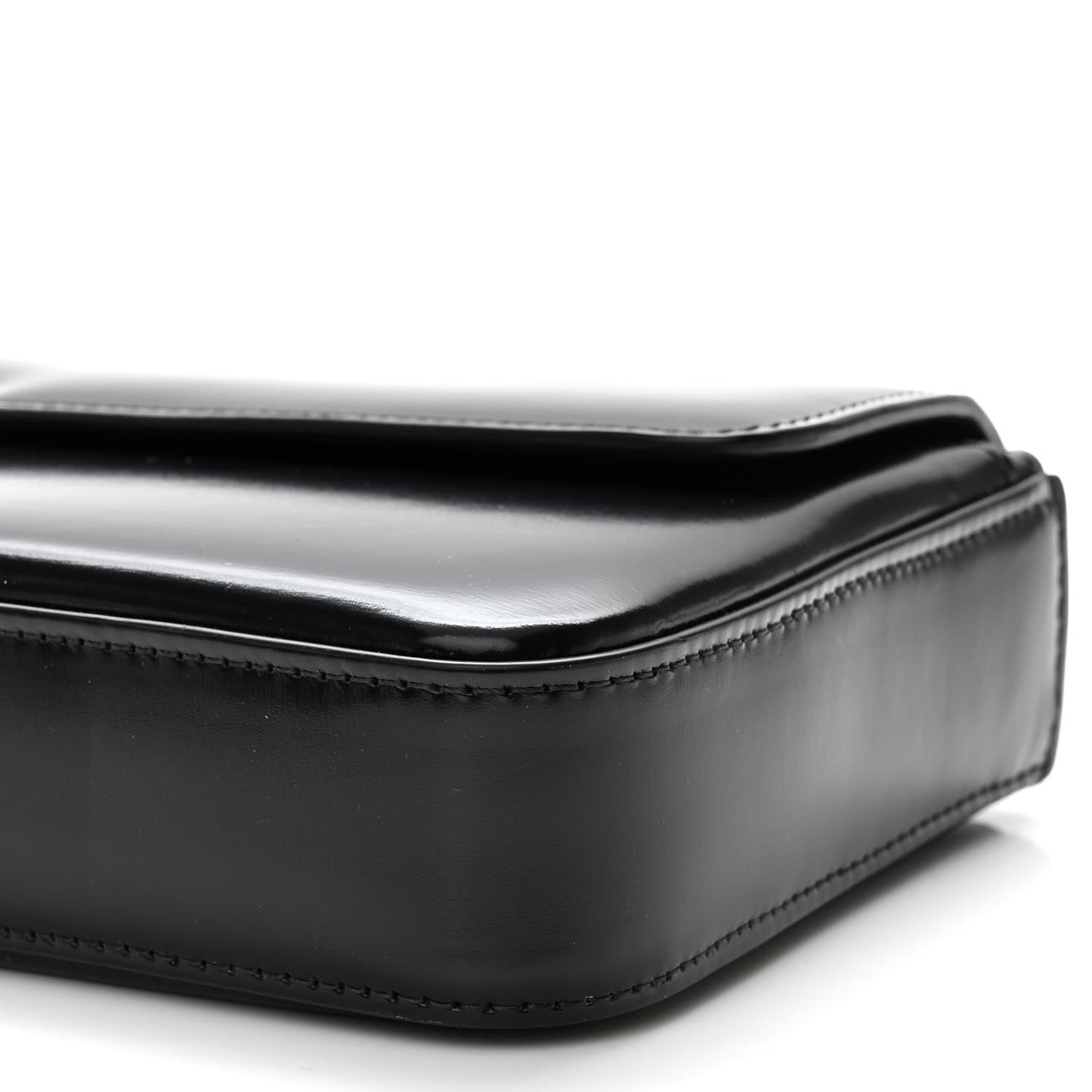Shiny Calfskin Triomphe Chain Bag Black
