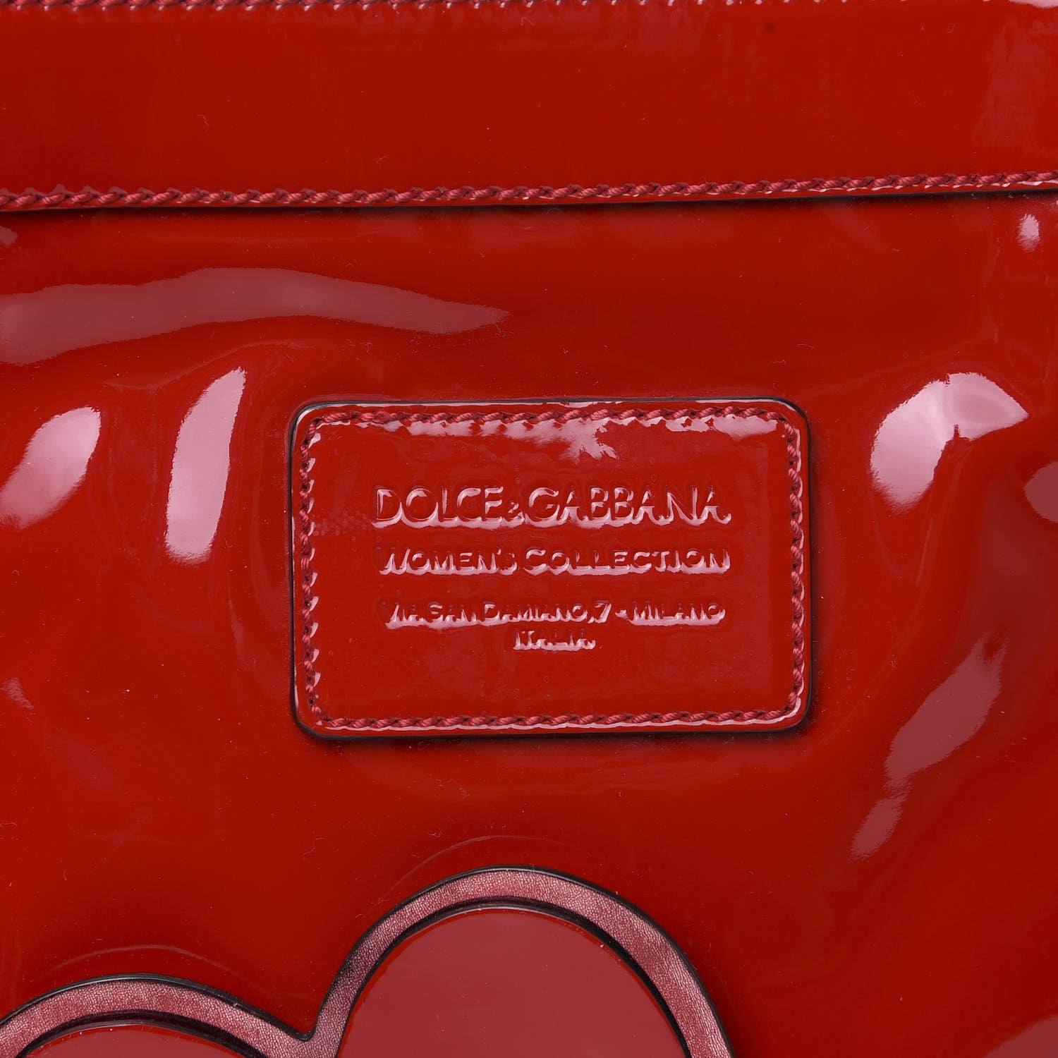 Dolce & Gabbana Vernice Vitello Heart Shopping Tote Red 9 of 11