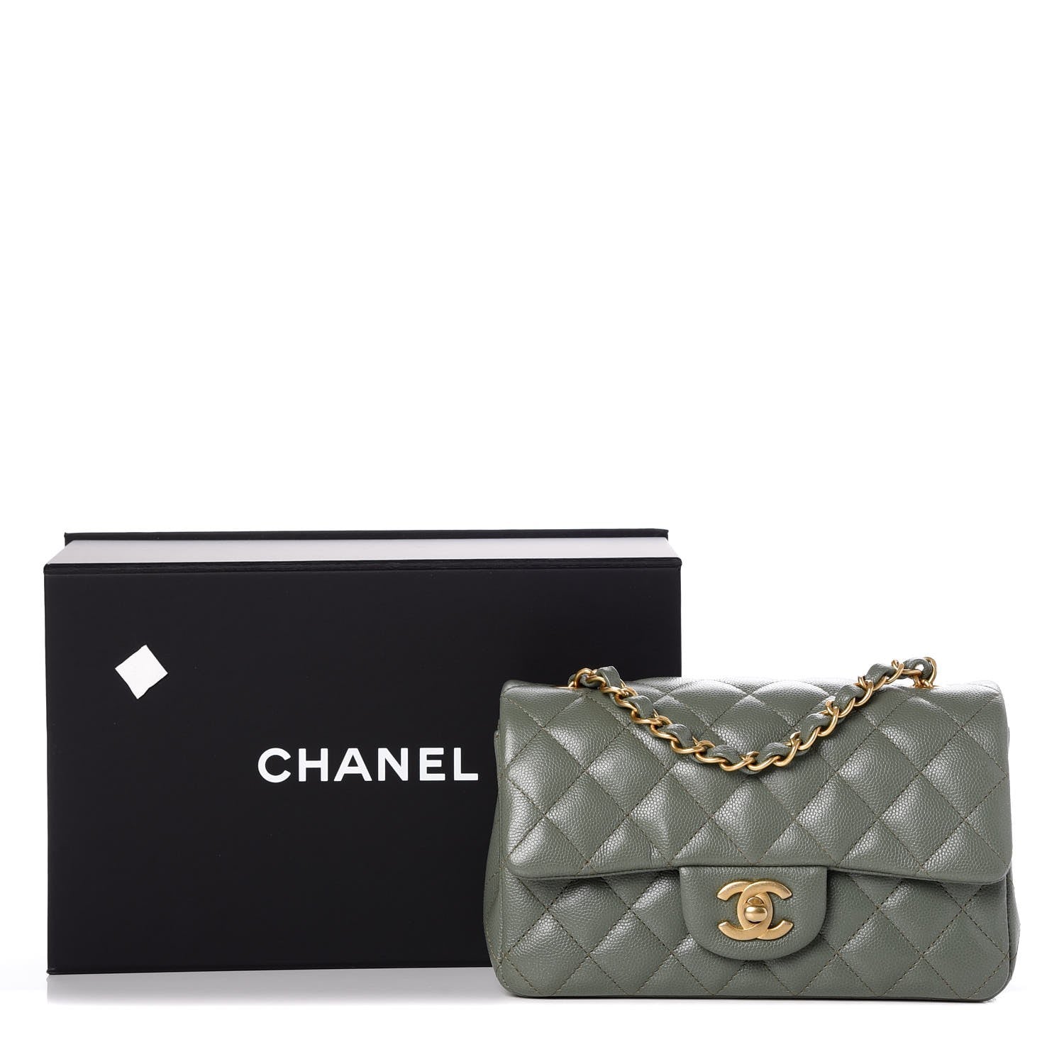 Chanel Iridescent Caviar Quilted Mini Rectangular Flap Green 8 of 8