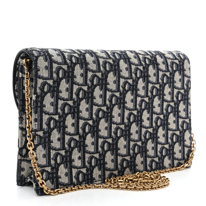 Christian Dior Oblique Saddle Chain Pouch Blue 3 of 12