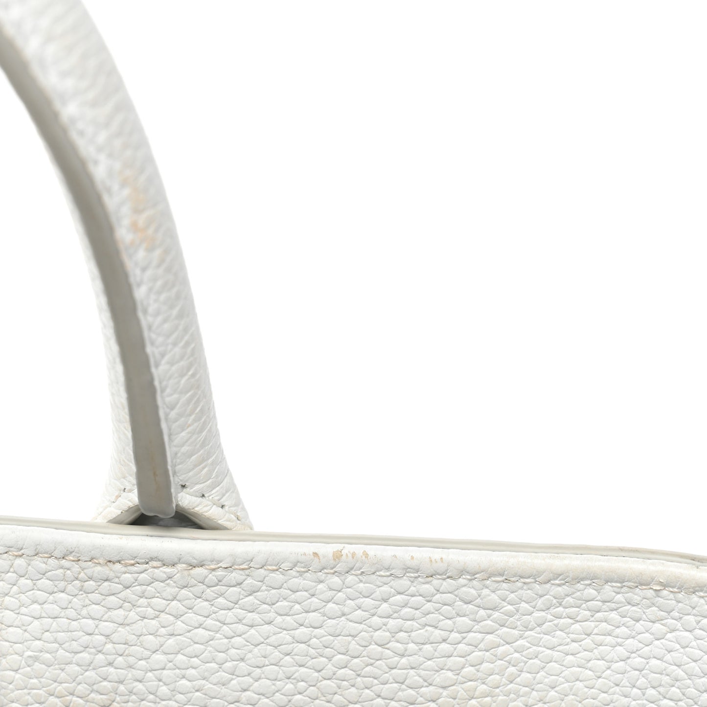 Grained Calfskin Small Neo Executive Shopper Tote White