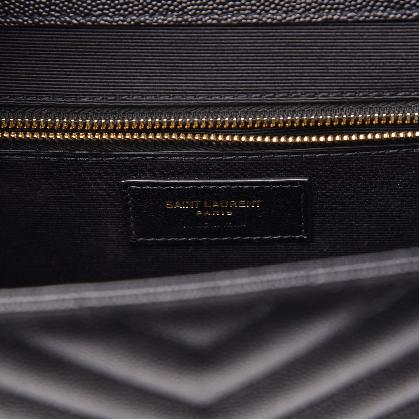 Grain De Poudre Matelasse Chevron Large Monogram Satchel Black