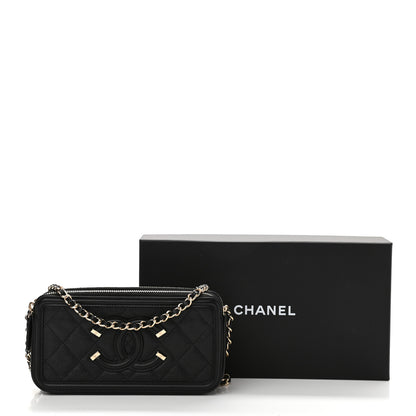 Chanel Caviar Quilted CC Filigree Clutch With Chain Black 14 of 14