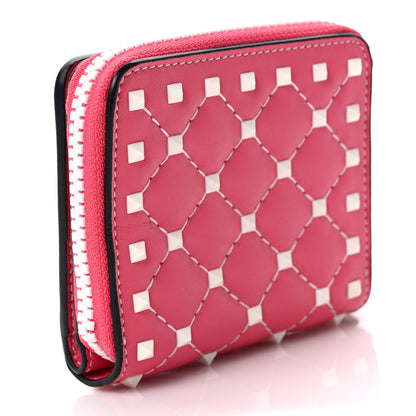 Valentino Garavani Lambskin Free Rockstud Spike Compact Zip Around Wallet Shadow Pink 3 of 6