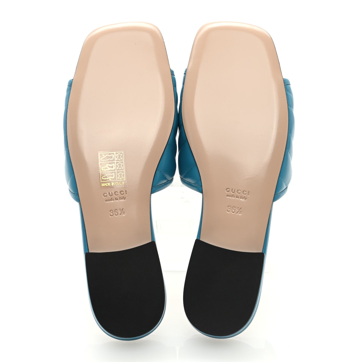 Nappa Matelasse GG Marmont Flat Slide Sandals 36.5 Light Blue Canvas