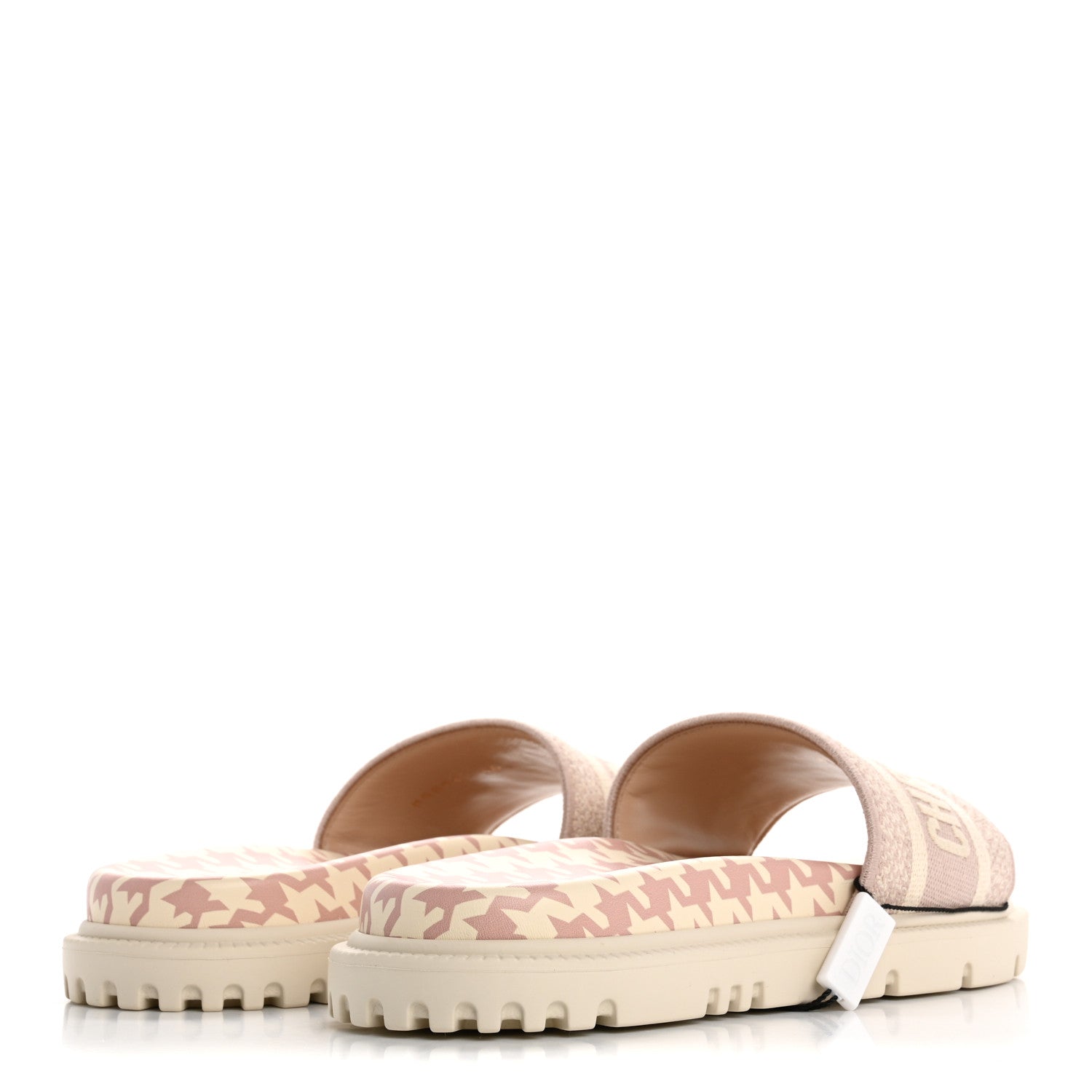Christian Dior Micro PDP Cotton Houndstooth Embroidered Dway 10mm Slide Sandals 36 Rose De Ven 5 of 11