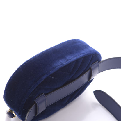 Gucci Velvet Matelasse GG Marmont Belt Bag 85 34 Cobalt Blue 4 of 9