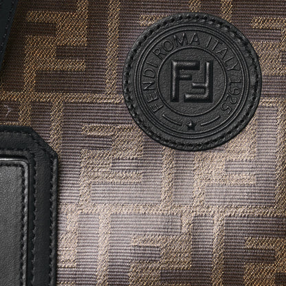 Fendi Glazed Fabric Vitello Century FF 1974 Stamp Patch Mini Peekaboo Defender Cover Mogano Panna Black 10 of 16