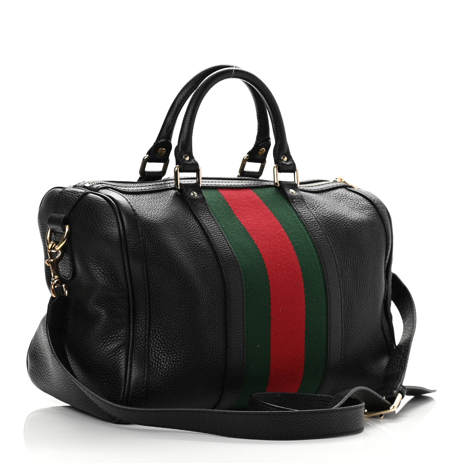 Gucci Calfskin Vintage Web Medium Boston Black 3 of 11
