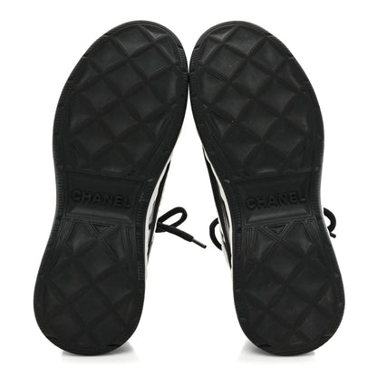 Chanel Suede Calfskin Mixed Fibers CC Sneakers 36.5 White Black 6 of 10