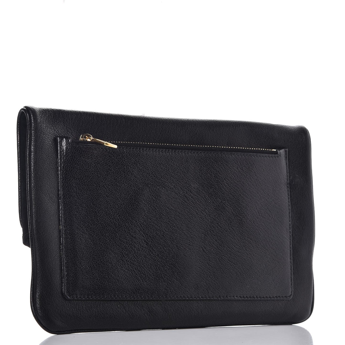 Chevre Monogram Fold Over Clutch Black