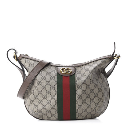 Gucci GG Supreme Monogram Web Small Ophidia Half Moon Hobo Brown 1 of 15