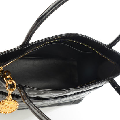 Louis Vuitton CHANEL Patent Quilted Medallion Tote Black 5 of 8